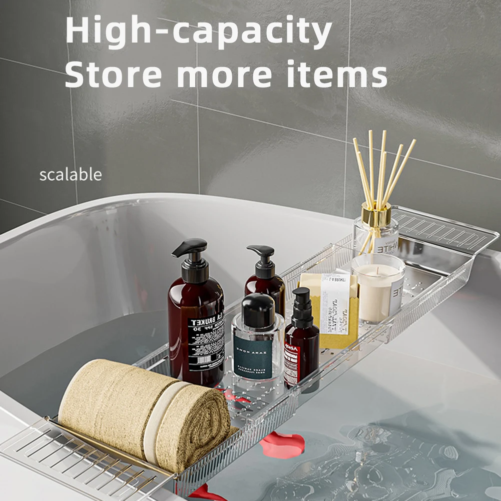 

Retractable Bracket Bathroom Shelf Portable Bath Shelf Bathroom Bathtubs Holder Rack