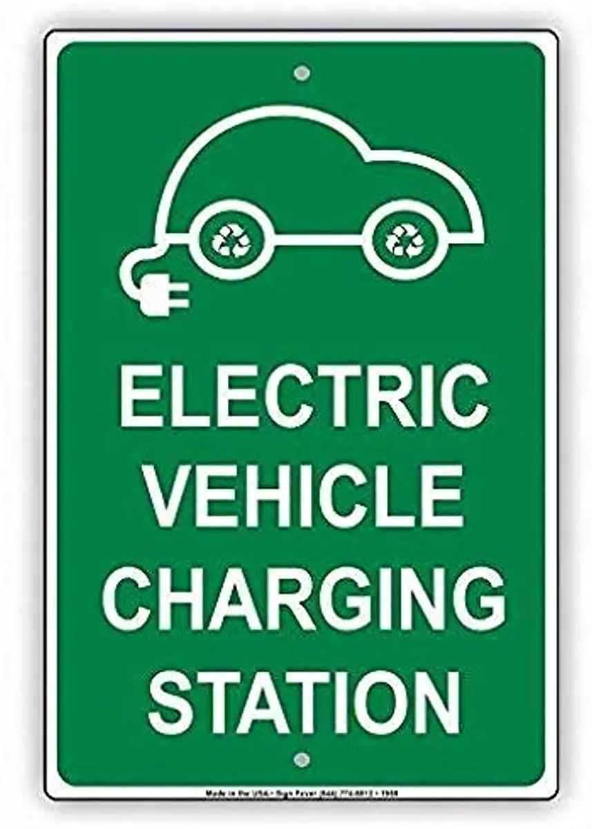 1p,New Aluminum Metal Sign Electric Vehicle Charging Station with Graphic Reserved Spot Alert Safety 8x12 Inch