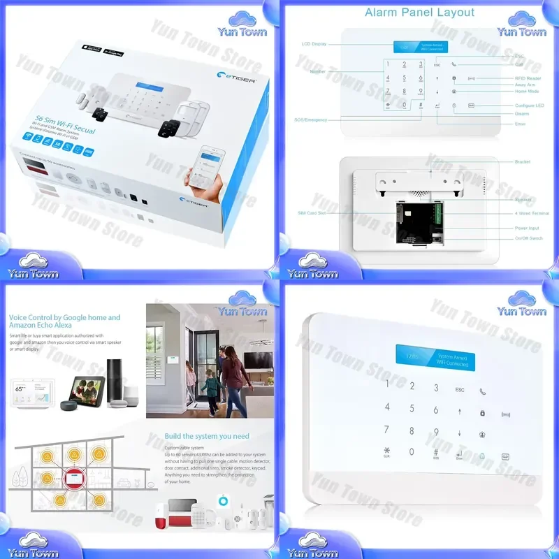 for shenzhen etiger WiFi GSM Wireless Security Burglar Alarm System for Alexa Google Home Voice Control Smart Home Security