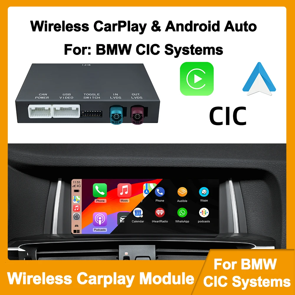 Wireless CarPlay Android For BMW CIC System For BMW 1 2 3 4 5 6 7 Series X1 X3 X4 X5 X6 MINI F56 F15 F16 F25 F26 F48 F01 F10