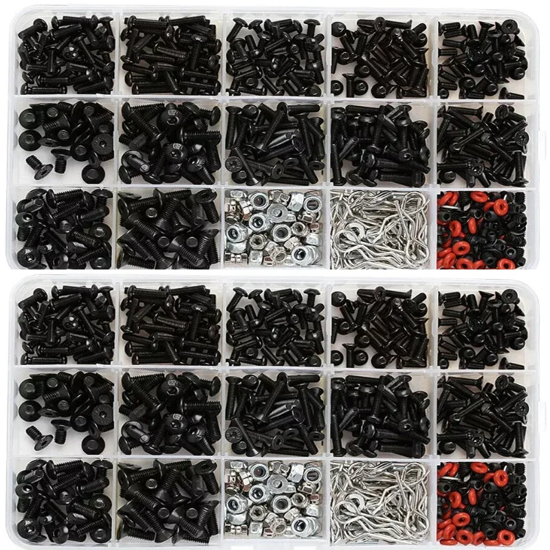 

522pcs Carbon Steel Round Head Repair Computer DIY Screw Bolt Kit Set+Countersunk Inner Hexagon Bolt and RC Accessory Set+Wrench