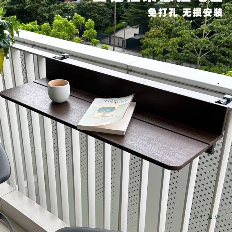 Balcony railing hanging table, bar table for household use, multi-functional hanging, outdoor tea table