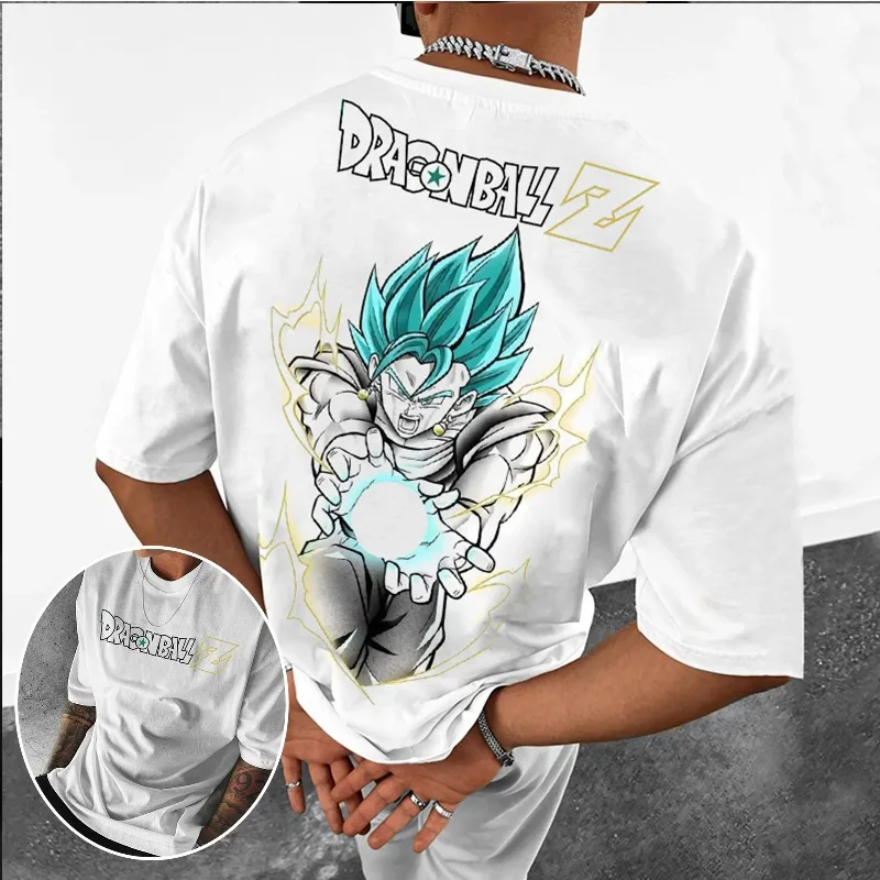 

Футболки с принтом японского аниме Dragon Ball Super Saiyan, мужская одежда больших размеров, повседневная одежда из чистого хлопка в стиле Харадзюку Y2K с короткими рукавами