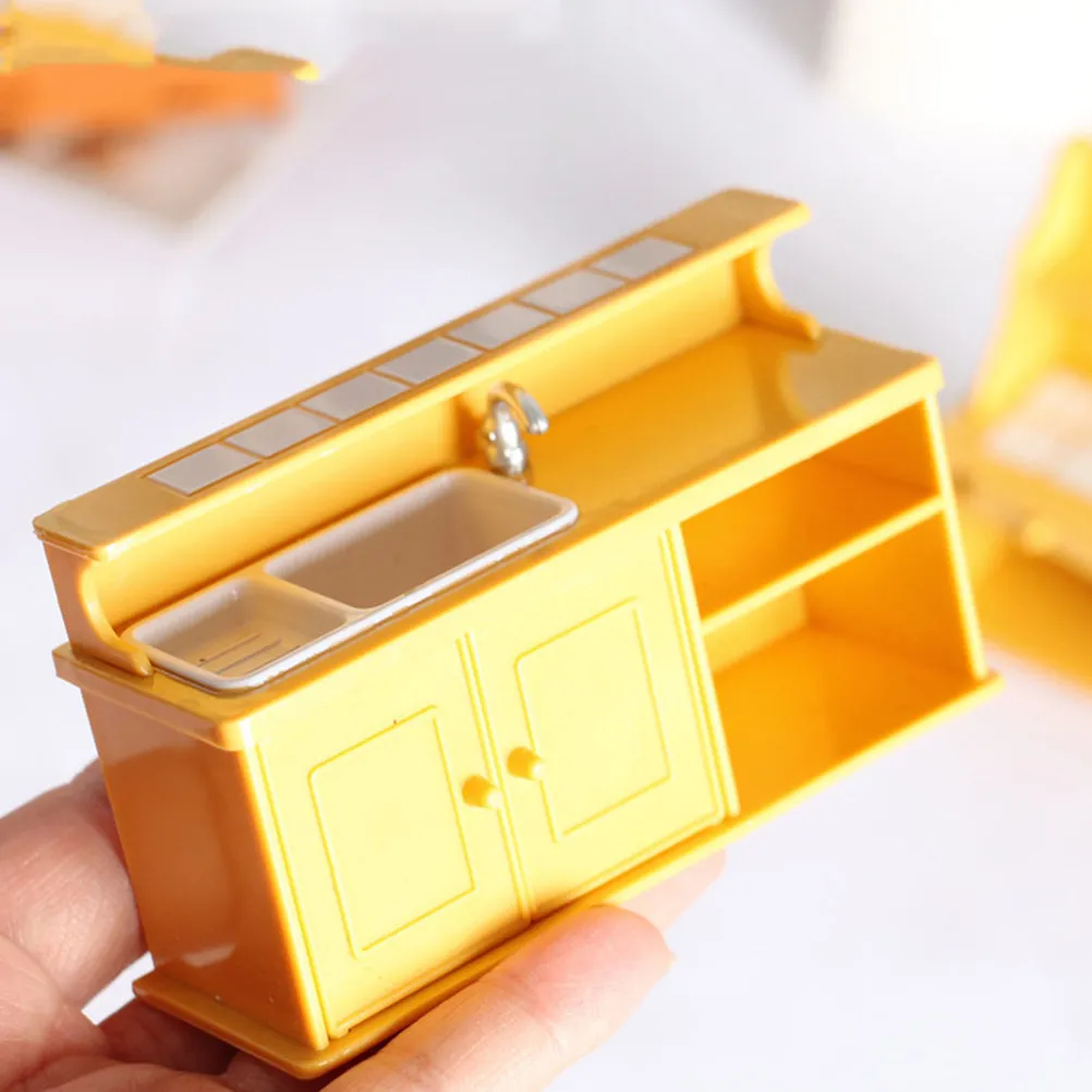 

Dollhouse Kitchen Sink Table Mini Furniture Set Realistic Lifelike Details Comfortable Touch No Odor Ideal for Creative Role