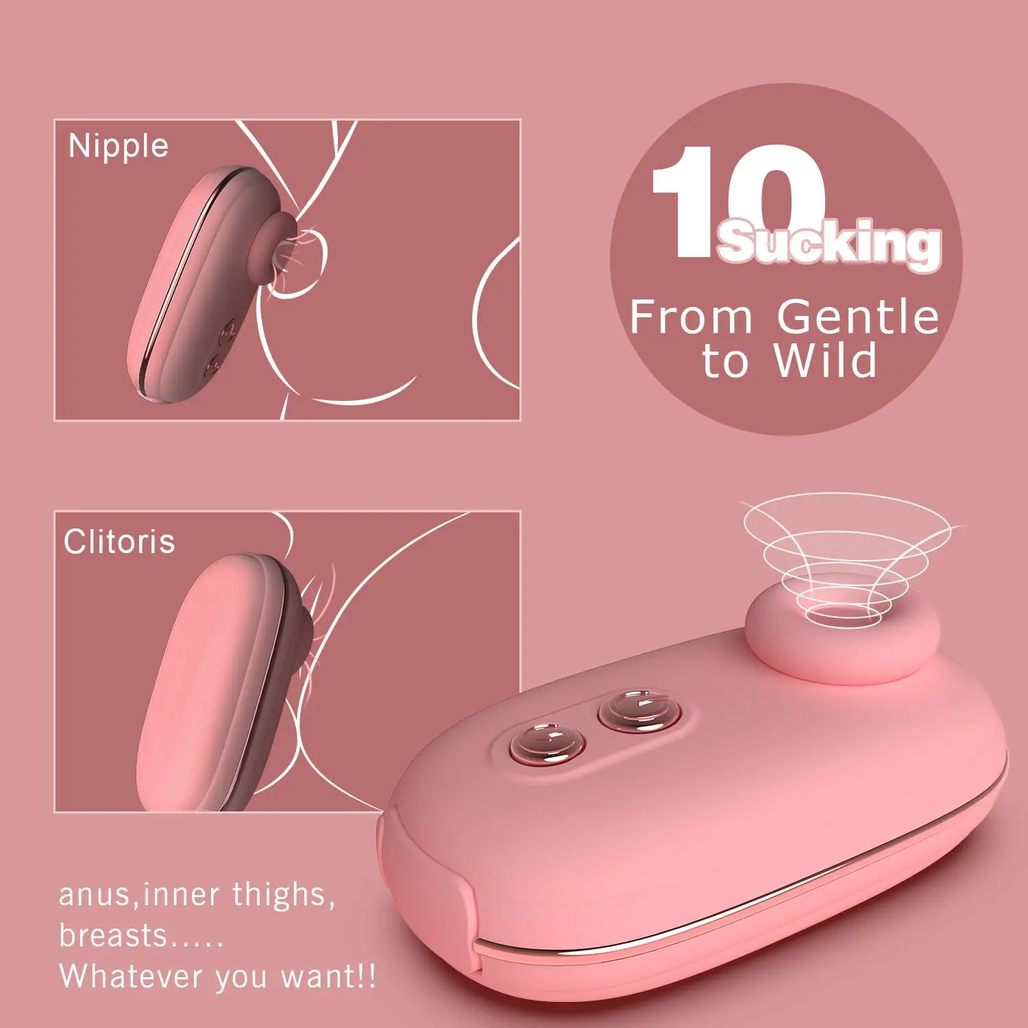 Vibration Nipple Clamp Suction Stimulator-Clitoral Sucking Vibrator, 10 Vibration and Suction Modes for Clitoral Breast Stimula