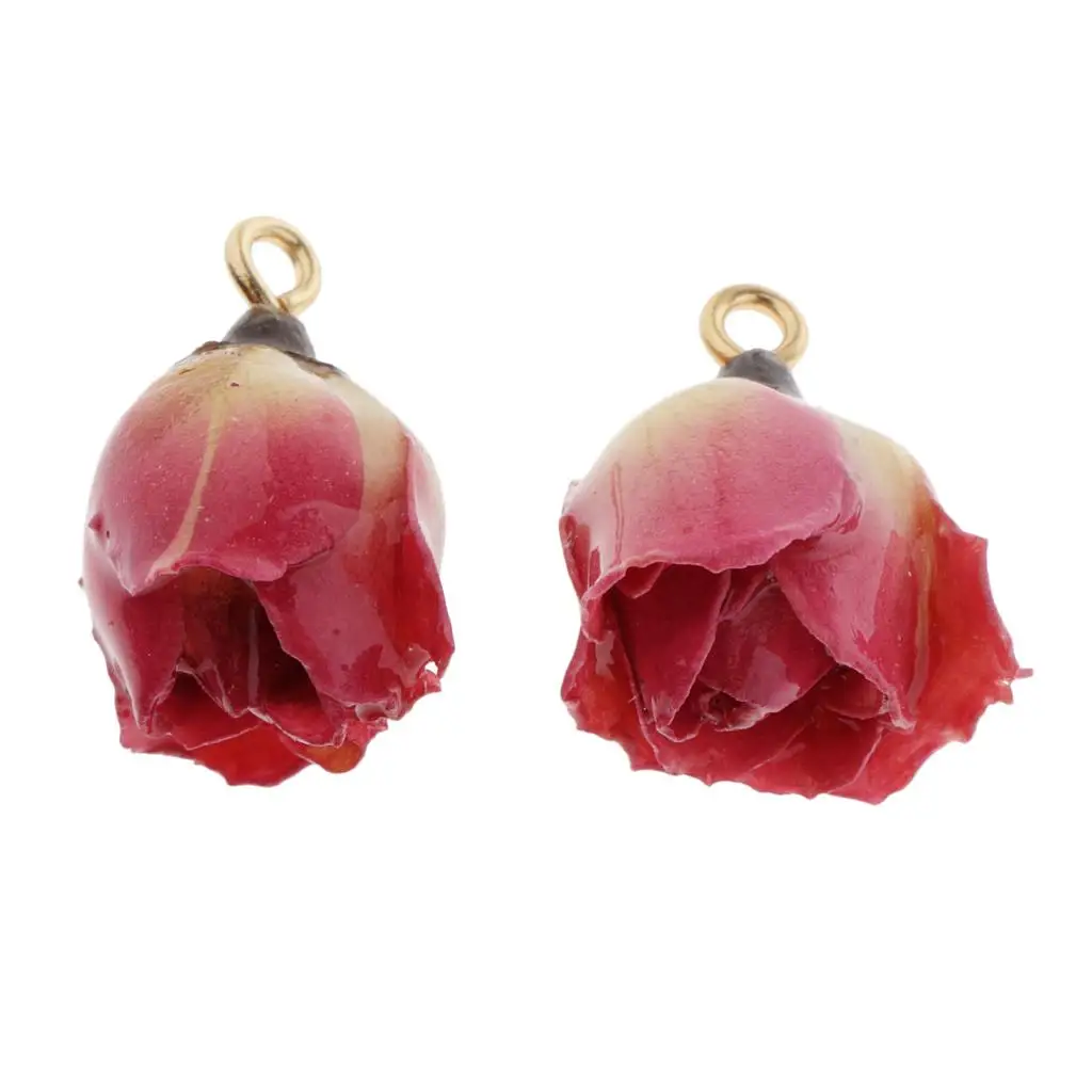 2x Resin Real Flowers Charms for Jewelry Making Necklace Crafts