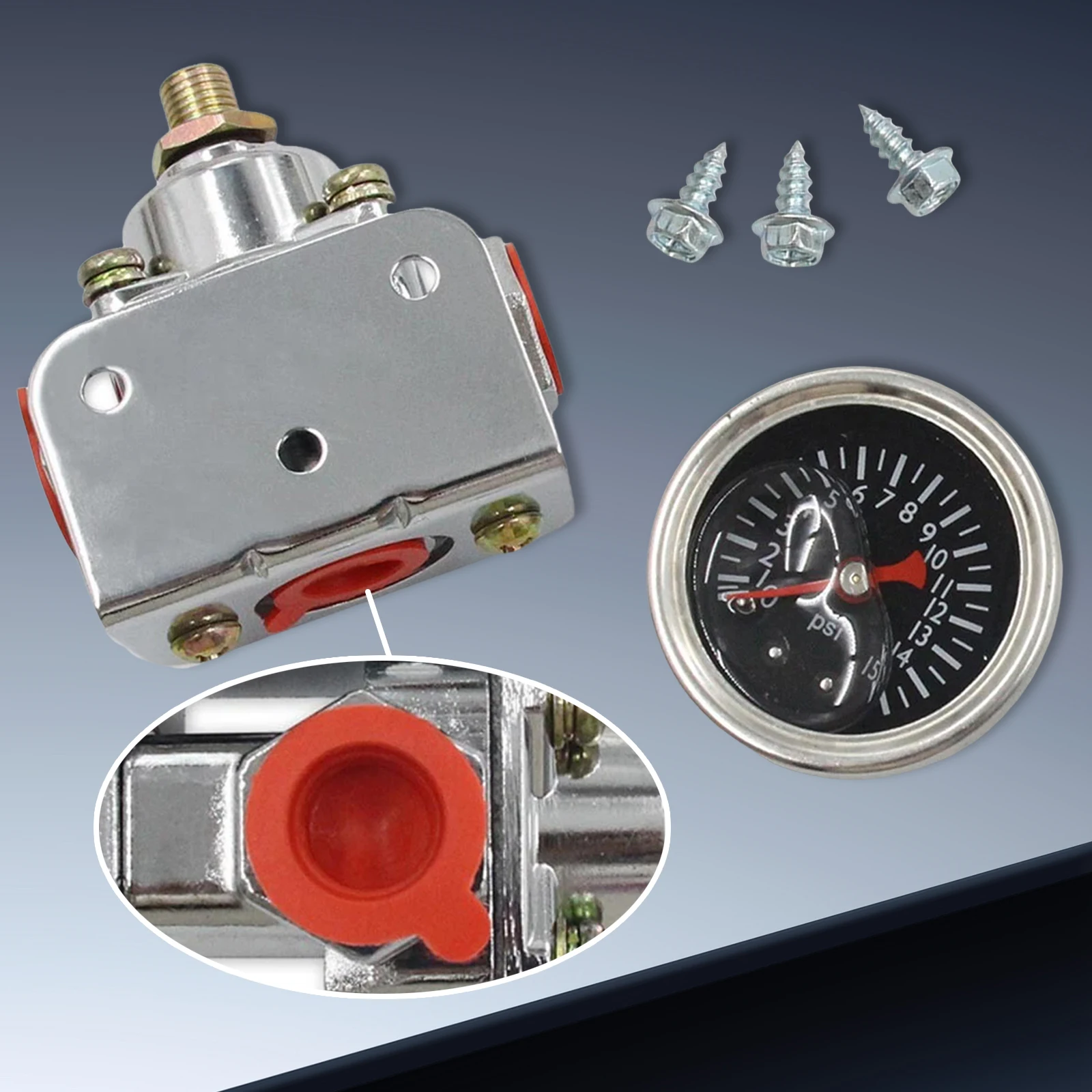 

Adjustable Fuel Pressure Regulator Kit with Gauge Low Fuel Pressure Regulator for Carburetor Carb 1-4 PSI 12-804 Replacement