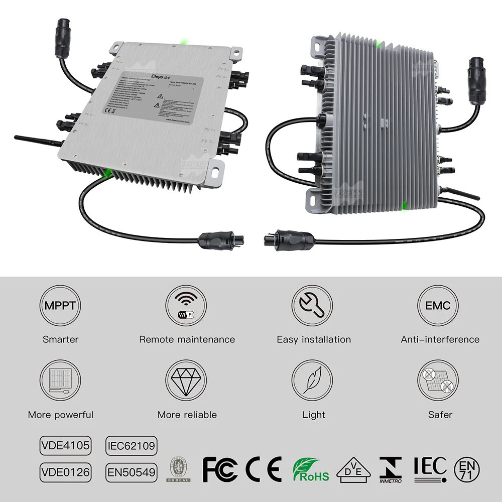Imagem -02 - Inversor Micro Solar Deye-mppt Gravata de Grade 2000w 24v 48v dc para 220v ac Ip67 Wifi Navio da ue Brasil Inmetro Vde Cei