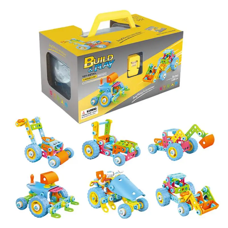 Car Construction Set DIY Assembly Car Toy Model Toy 6 In 1 Car Building Set Building Toy Educational Toy For Kids