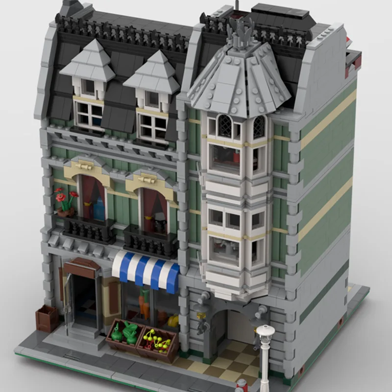 3293 PCS Urban Green Grocer MOC Customize Modular Building Block Design Simple Creative Design Popular DIY Toy Christmas Gift