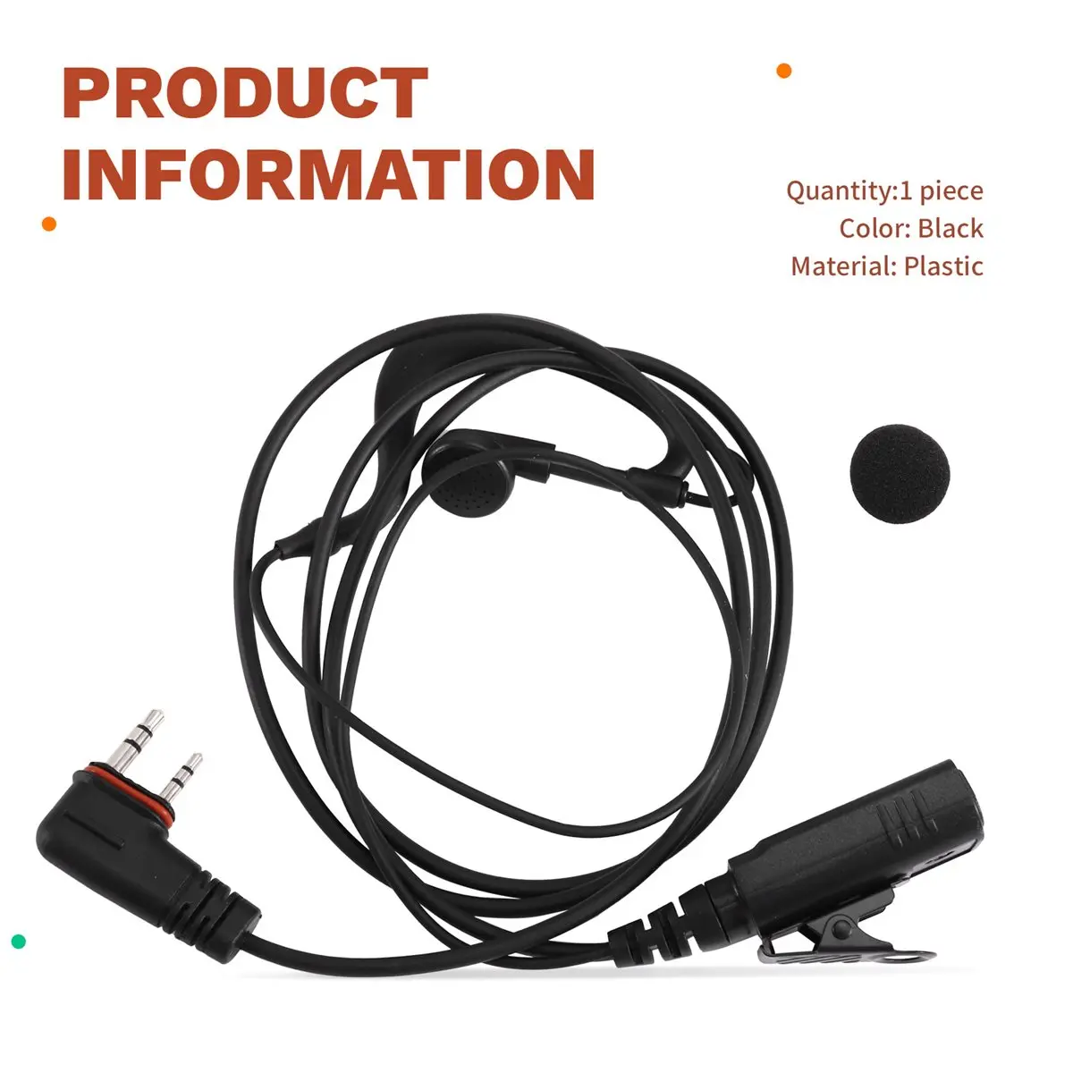 Dynamic Walkie Talkie Earhook Headset for ICOM A24, A25CE, A25N Aviation Two-Way Radios Headphones Accessory