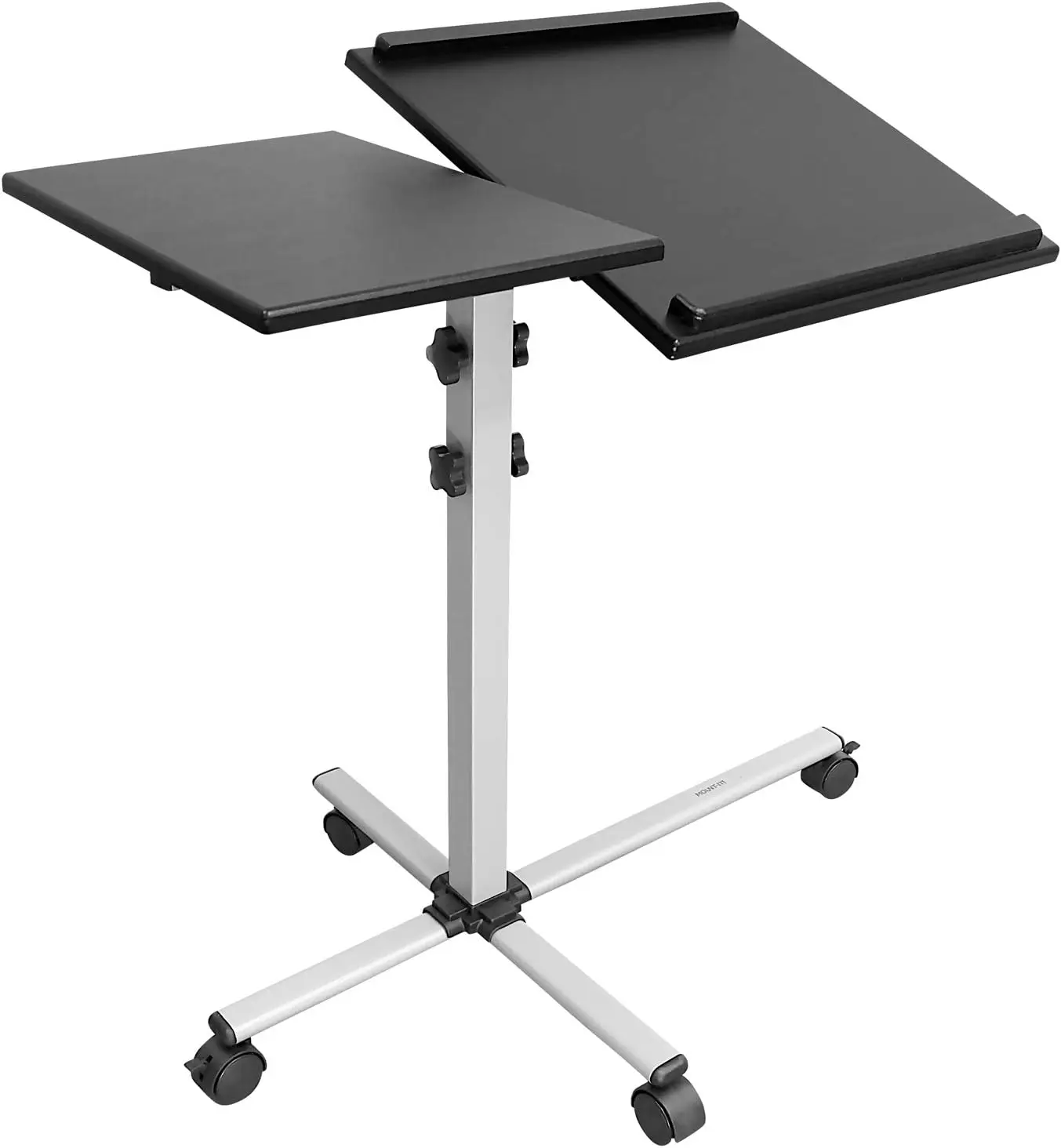 

Mobile Projector Cart with Laptop Shelf, Heavy Duty Adjustable Rolling Stand for Presentations, Black
