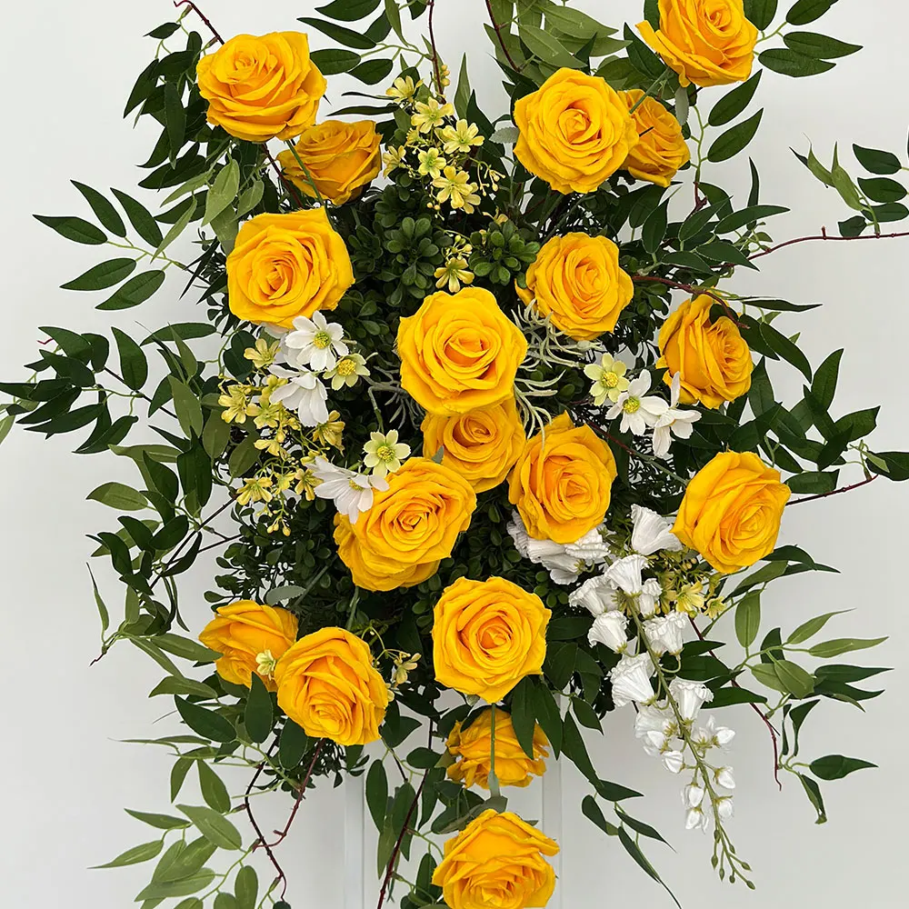 Wholesale Wedding Artificial Artificial Silk Flower Arch Sets Decorations Quality Orange Background Flower Decorations