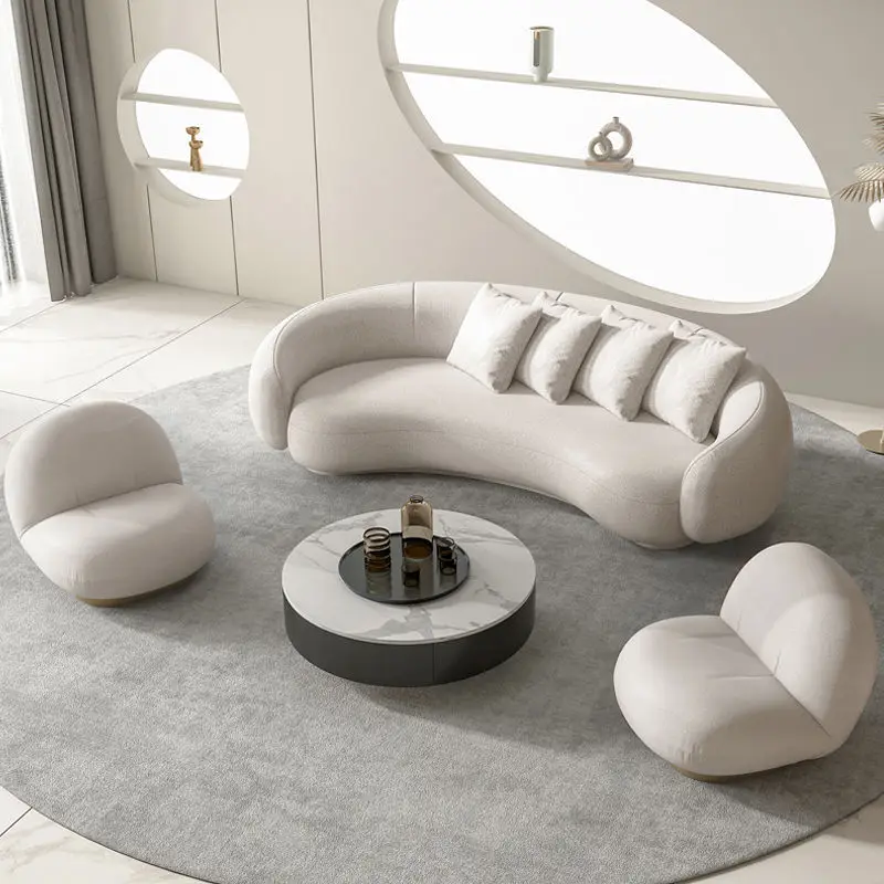 

Creative, lamb wool, Nordic, fabric, curved, sofa, light luxury, simple