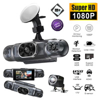 3/4Cameras Car Dash Cam Channel Driving FHD 1080P Front Left Right Rear With WiFi Night Vision Loop Recording 24H Parking Monito