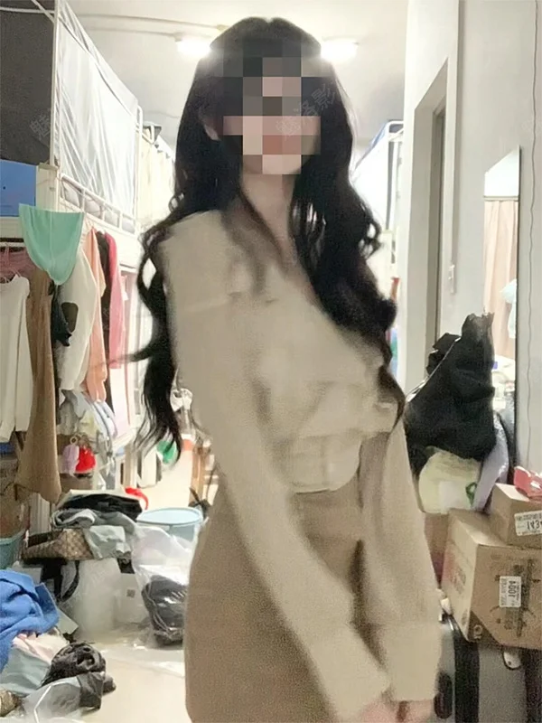 

Elegant Short Skirt And Shirt Set Women's Fashion Spring Autumn New Style Gentle Wind Petite Miss Two Piece Set High Waist V ...