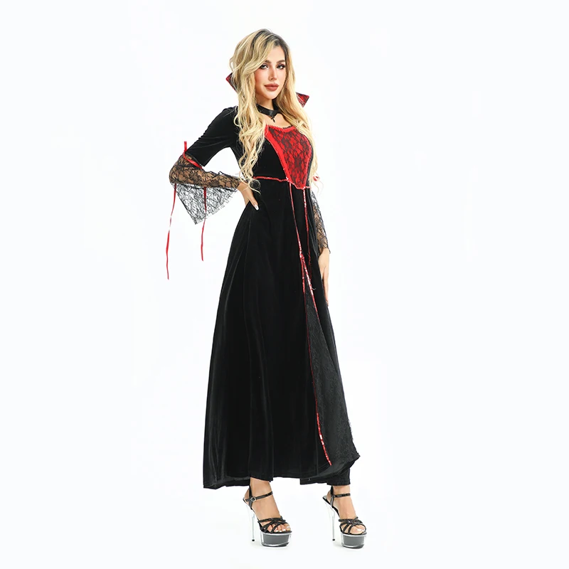 القوطية Sle Death God loween زي المرأة الدكتور ملهى ليلي الملكة k Sle رداء طويل الساحرة الزي الكبار الحجم