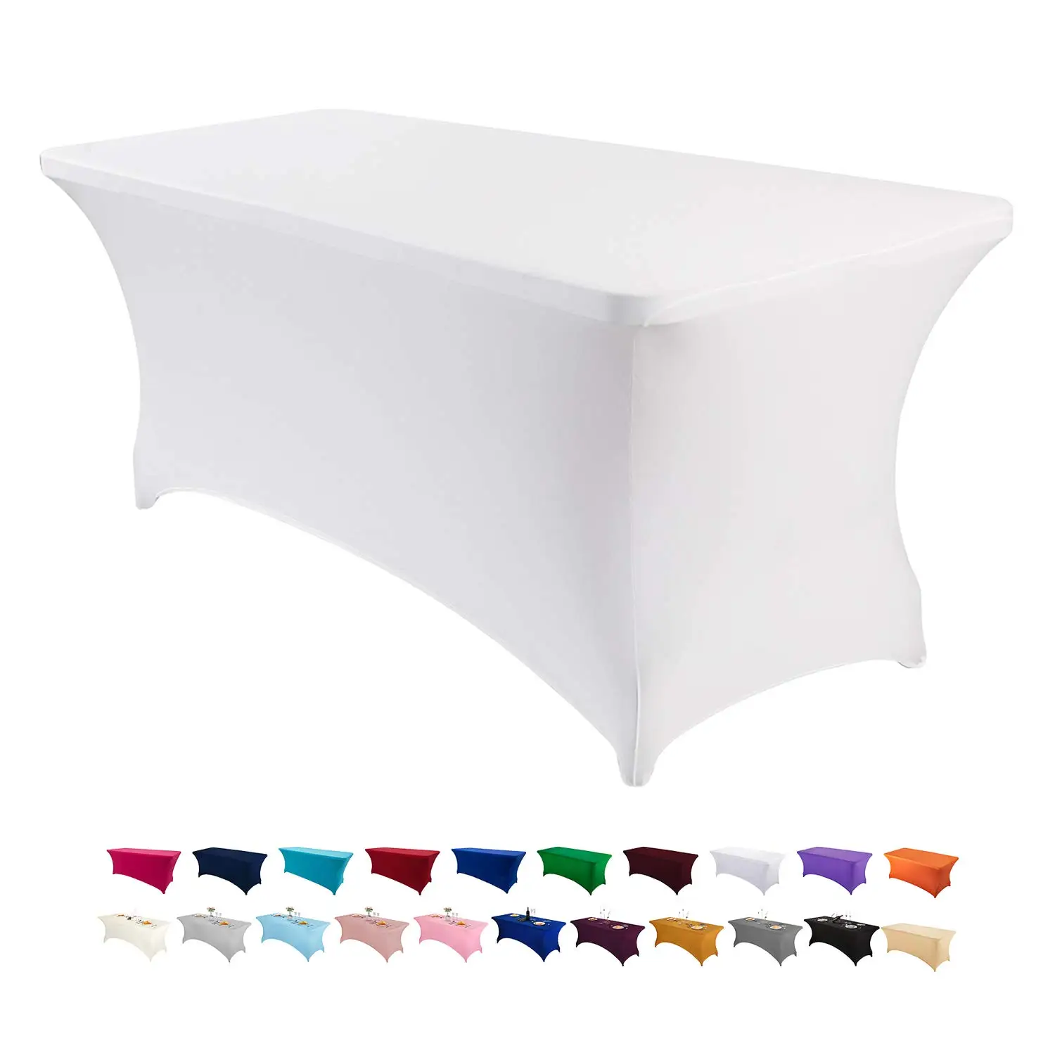 4FT/6FT Kitchen Spandex Tablecloth Tight, Fitted, Washable and Wrinkle Resistant Rectangular Patio Table Cover for Event Wedding