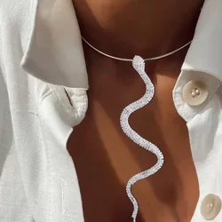 Stonefans Fashion Rhinestone Snake Collar Necklace Jewelry for Women High Quality Snake Pendant Wave Necklace Choker Accessories