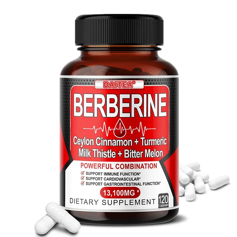 Berberine Capsules- Ceylon Cinnamon, Turmeric, Milk Thistle, for Immunity, Healthy Cholesterol Levels, Gastrointestinal Function