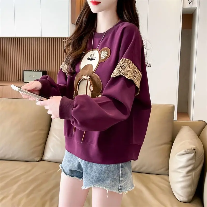 Rode Dames Sweatshirts Baggy Esthetische Designer Sweatshirt Y2k Stijl Essentiële Goedkope Emo Kleine Beer Vrouwelijke Trui Top Los