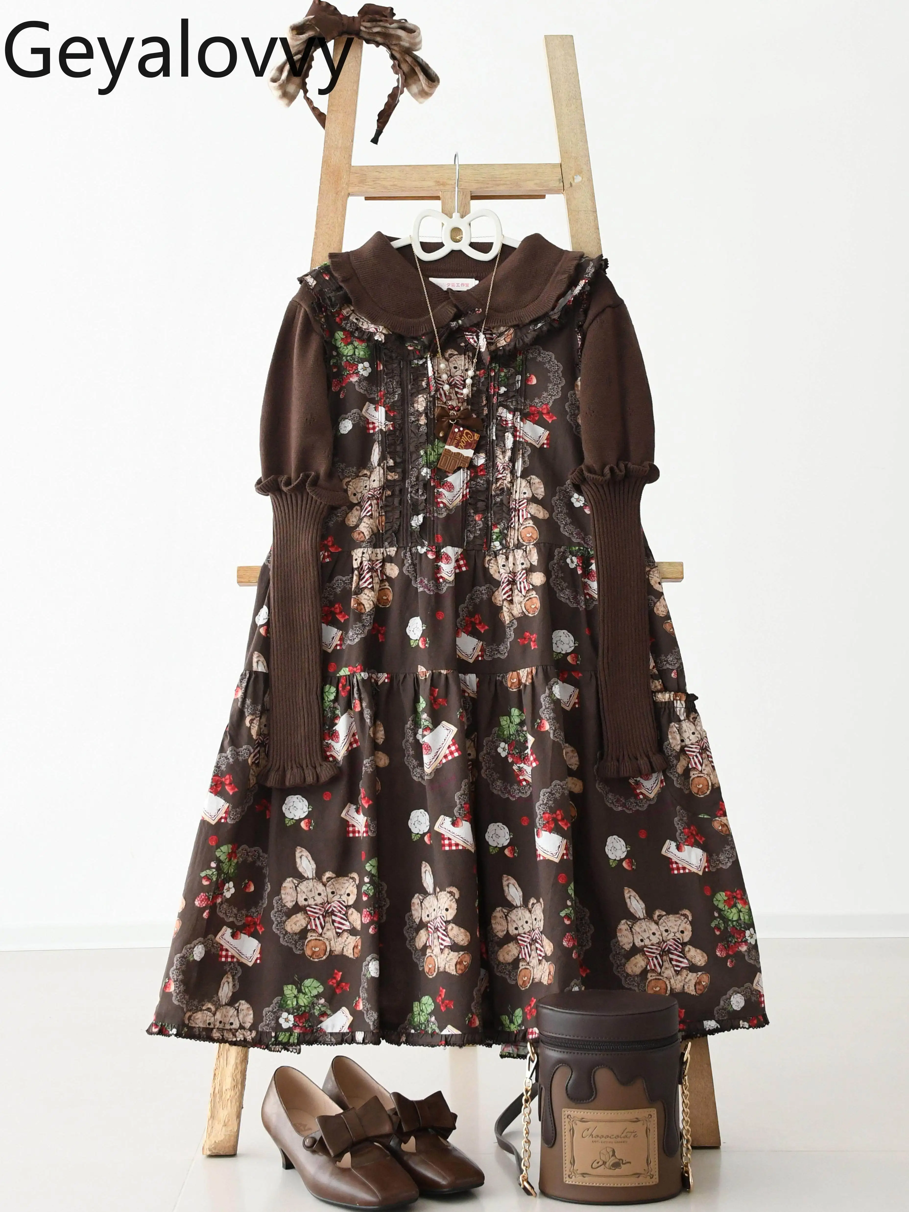 

Вязаный свитер-пуловер с воротником-стойкой для кукол, осенне-зимний, с пышными рукавами, в стиле Лолита, внутренний слой, вязаная рубашка