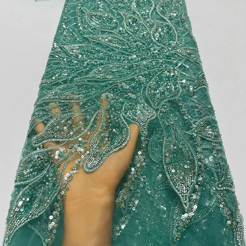 نسيج شبكي من الدانتيل الفرنسي الفاخر، قماش حافة دانتيل مطرز أفريقي عالي الجودة على شكل بتلة مطرز بالترتر