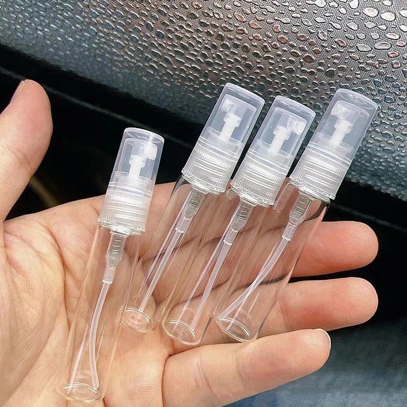 Mini botella de vidrio transparente para Perfume, botella vacía para cosméticos, tubo de ensayo de muestra, viales de vidrio fino de 2ML, 3ML, 5ML, 10ML