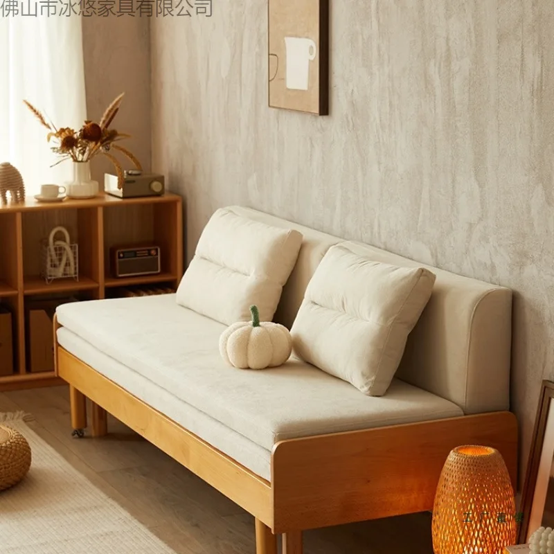 Solid wood sofa bed folding pull-out bed household living room dual-purpose small apartment