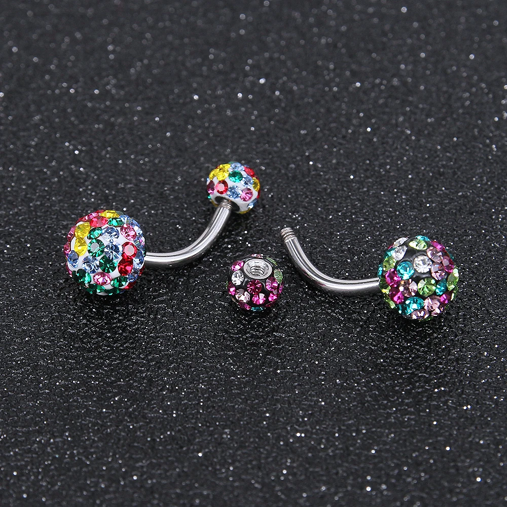 ZS 14G Crystal Belly Button Ring Stainless Steel Colorful Zircon Navel Piercing Jewelry Women Summer Body Piercing Jewelry Girl