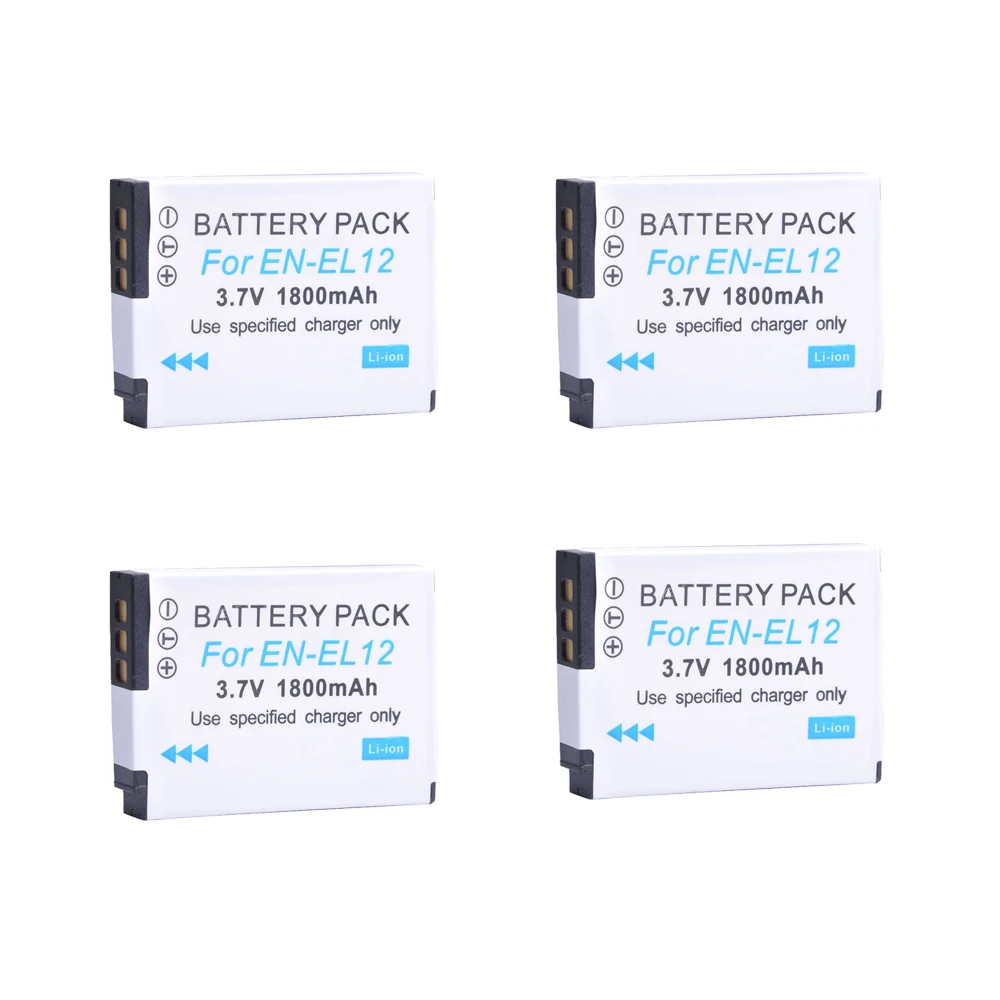 

4PC EN-EL12 ENEL12 EN EL12 Camera Battery Bateria For Nikon Coolpix S9700 S9500 S9400 S9300 S9100 S8200 S8100 S8000 S6300