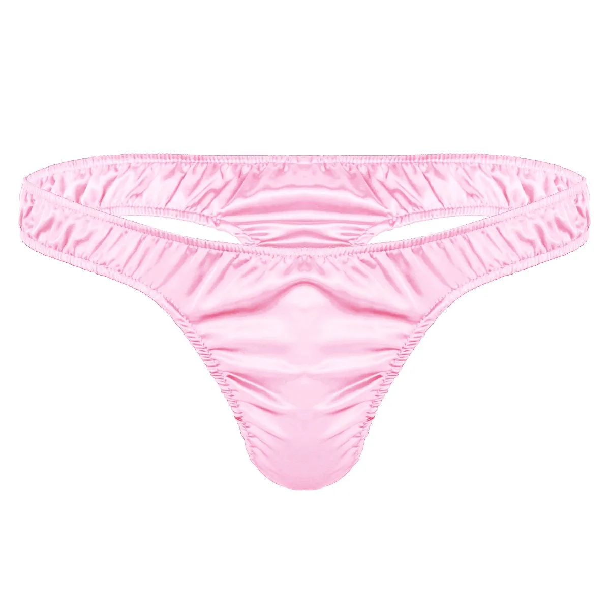 

Mens Shiny Satin Ruffled High Cut Low Rise G-String Thongs Sissy Pouch Panties Crossdress Lingerie Underwear