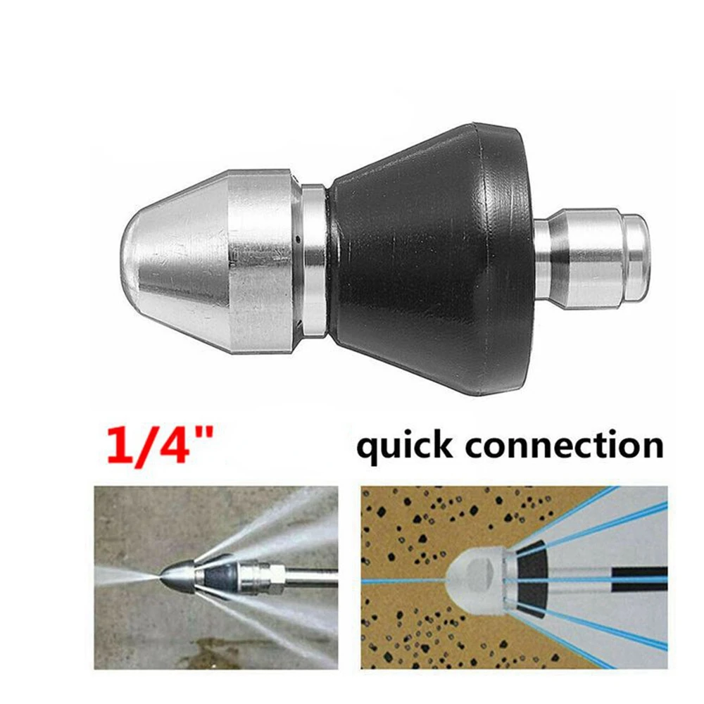 

1/4" Quick Pressure Washer Sewer Pipe Dredge Nozzle Drain Cleaner 1 Front 6 Rear Adapter