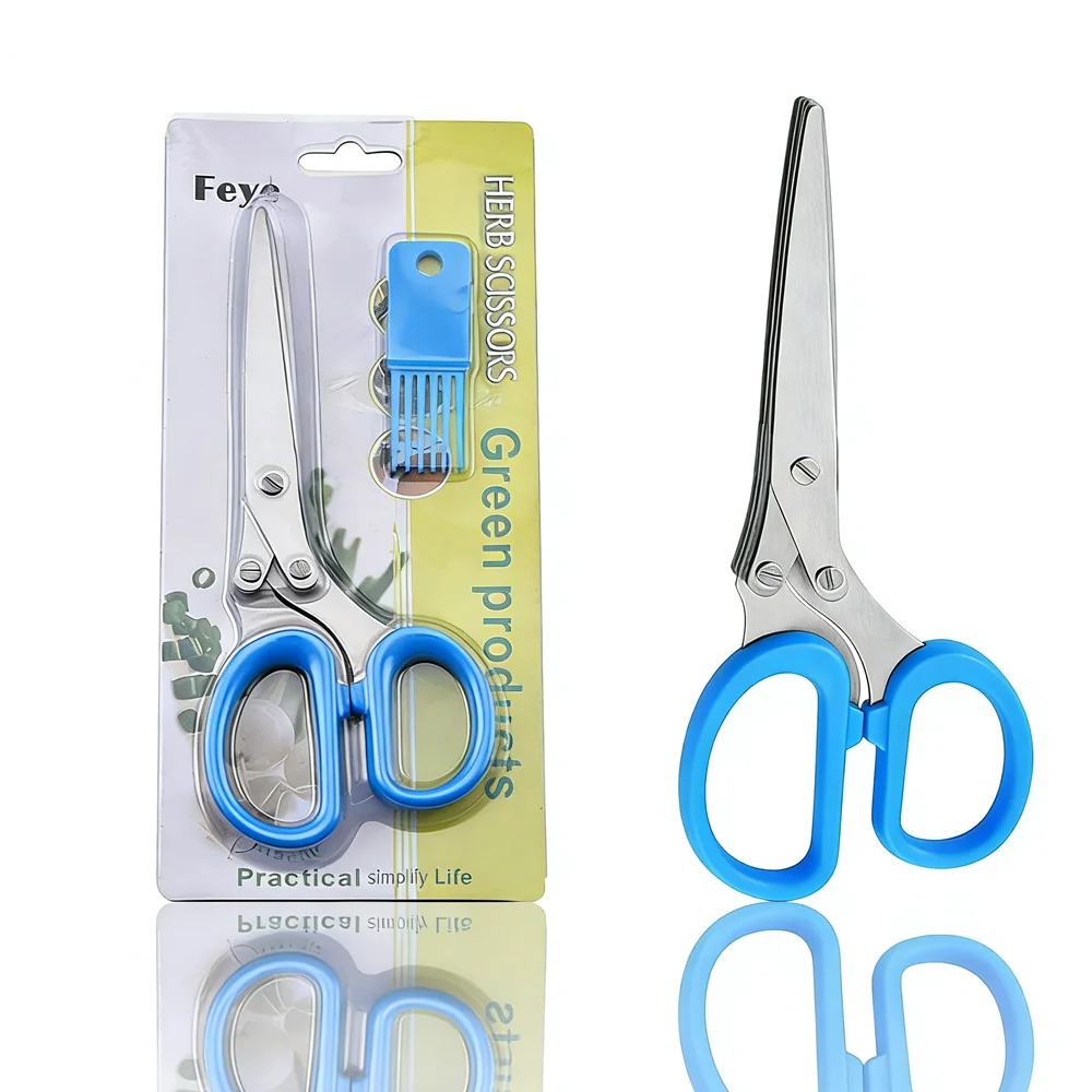 Dobeli 5 Layer Multi-functional Stainless Steel Scallion Scissors Vegetable Salad Chopping Kitchen Cutter Shears Accessories