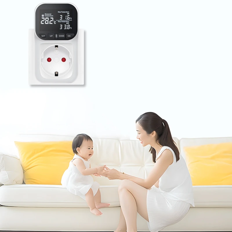 Timer Socket Digital Thermostat 220v Temperature Controller Socket Outlet With Timer Switch Cooling Heating Temperature Sensor