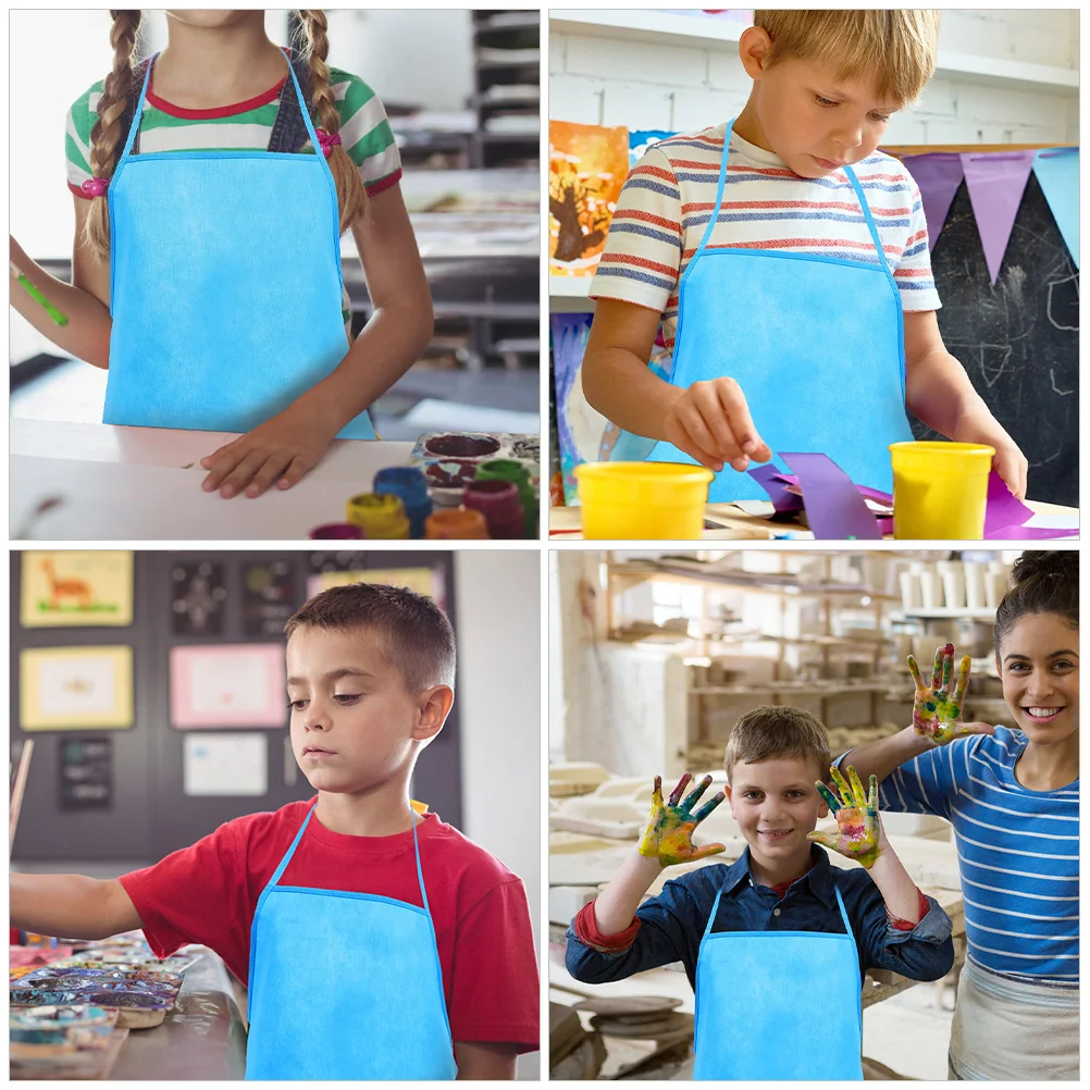 

12Pcs Children Painting Aprons Soft Comfortable Non-Woven Kids Aprons Disposable Protection for Drawing Baking Cooking