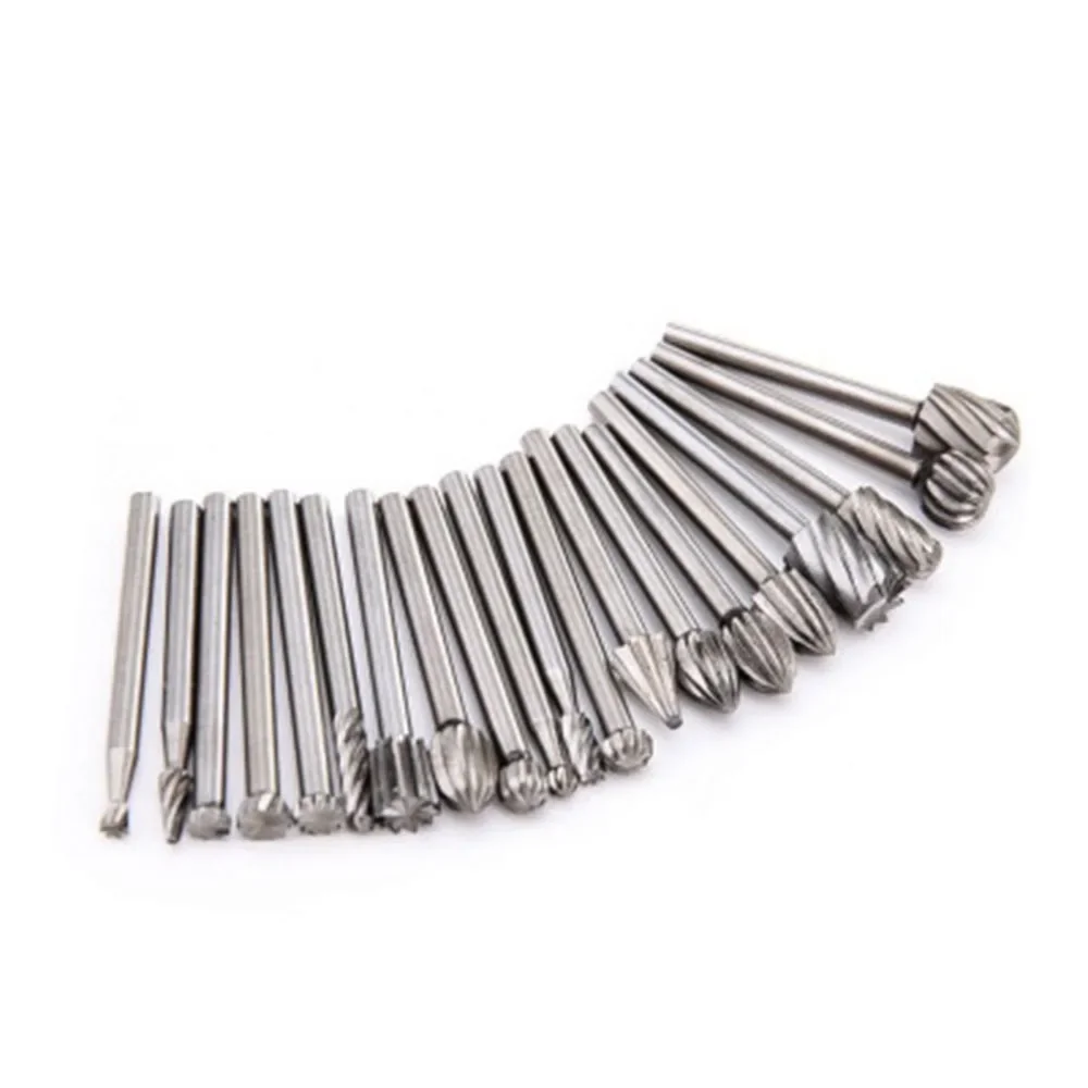 20pcs Wood Carving Milling Cutter Set Durable HSS Routing Router Bits Burr   for Rotary Engraving Machine Tool