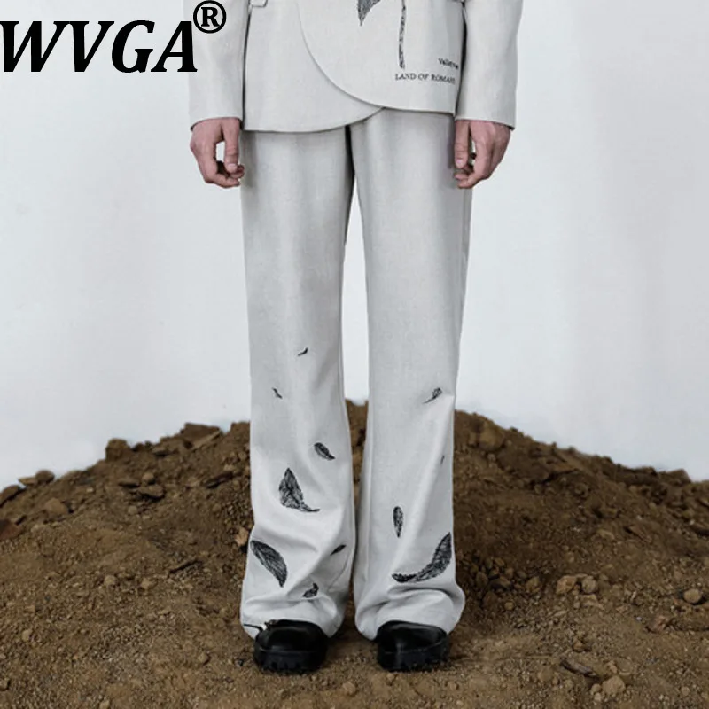 

WVGA Men's Spring Autumn New French Style Plant Embroidery Flared Trendy Fashionable Straight Suit Pants Niche Casual Ins W18227