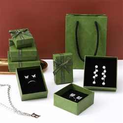 10pcs Paper Jewelry Box with Bowknot &Sponge Inside Cardboard Gift Box for Nacklaces Rings Earring Packaging for Small Business