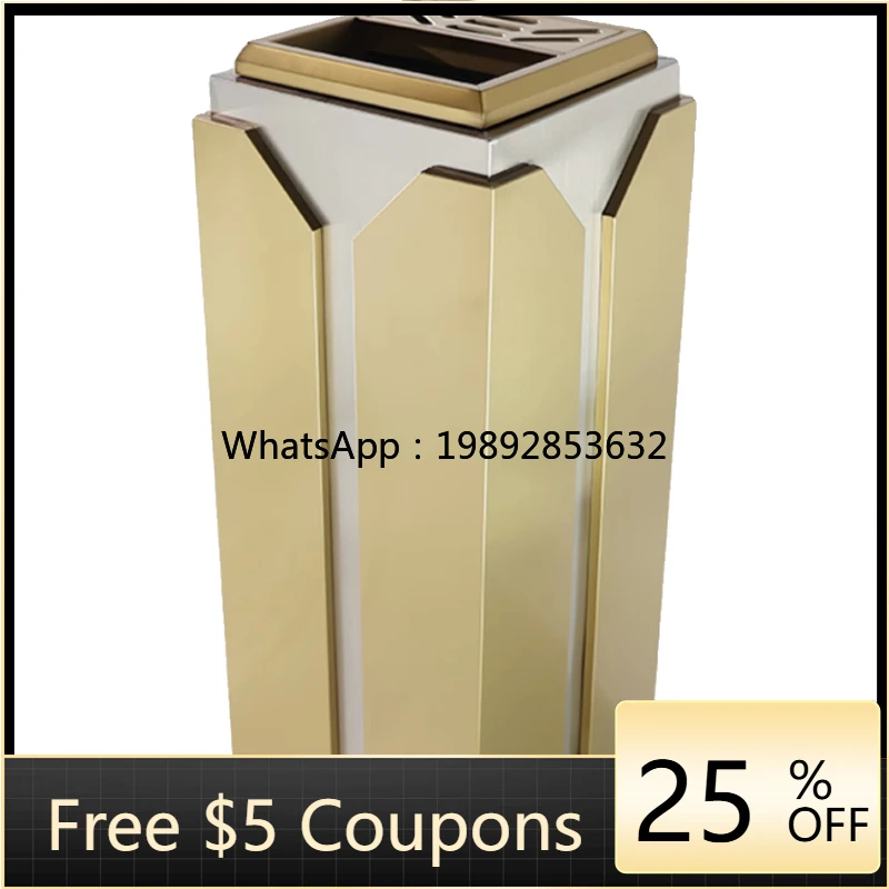 

1 stainless steel lobby indoor trash can vertical trash can at the elevator entrance of the hotel shopping mall