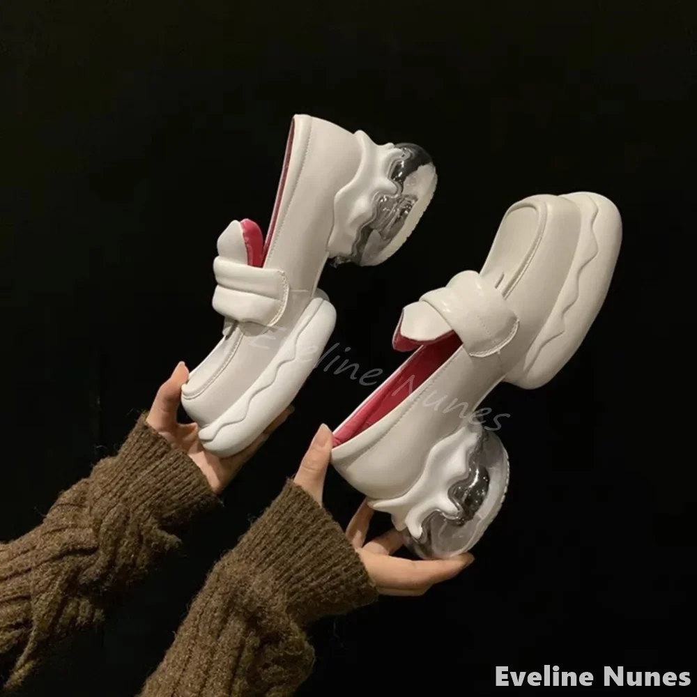 

Square Toe Transparent Air Cushion Sweet Leather Shoes Women Chunky Heel Slip On Mary Jane Shoes 2025 New College Women's Shoes