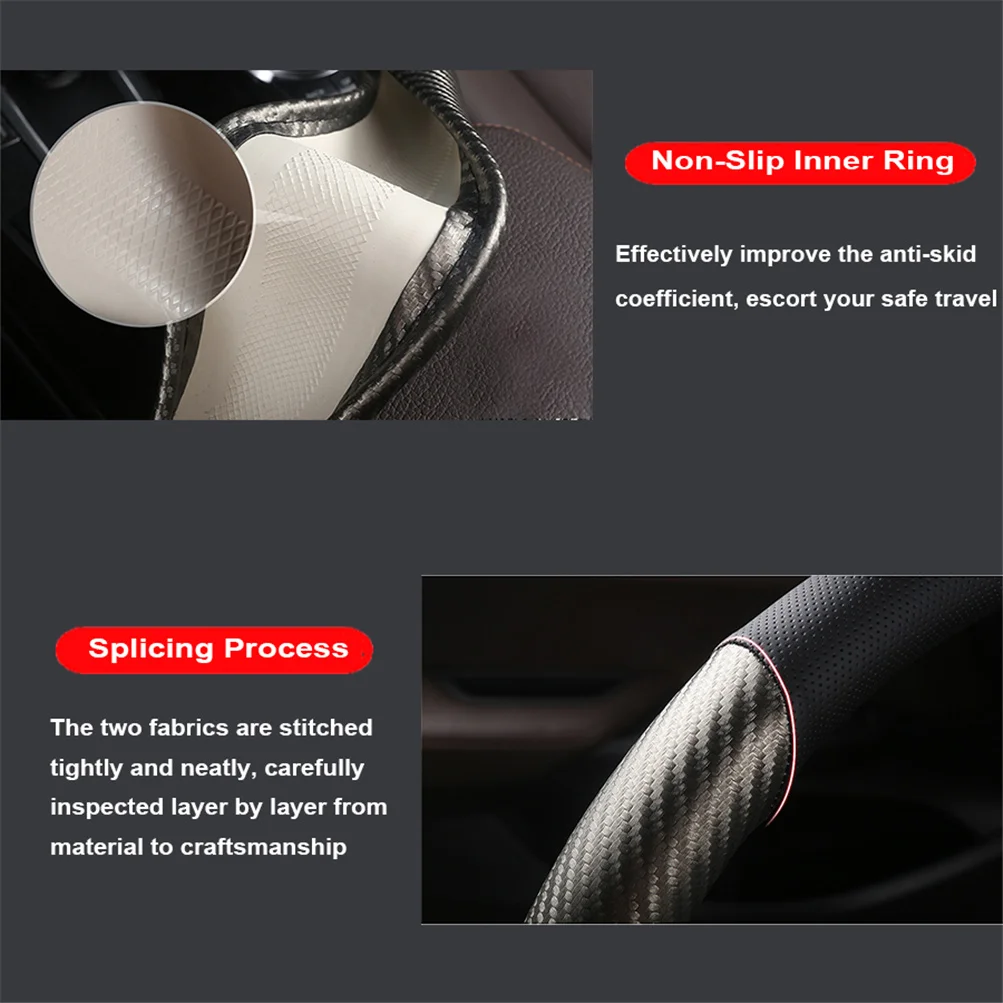 Carbon Fiber Leather Steering Wheel Cover  Breathable Non-slip Interior Accessories 38cm for BMW F30 F31 F07 F10 E90 E91 E92 E87