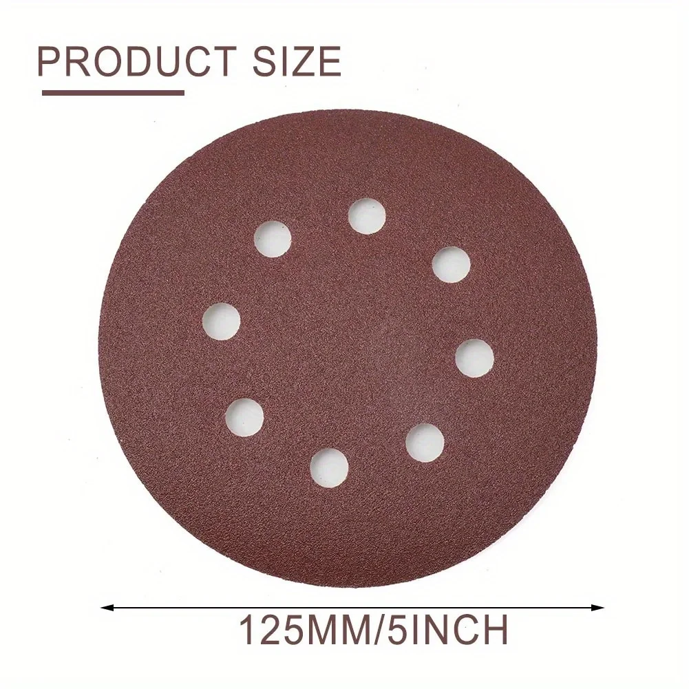 30pcs 5 Inch 125mm Round Sandpaper 8 Hole 40-3000 Grit Sanding Disc Pad Hook & Loop Grit For Drill Grinder Rotary Tools