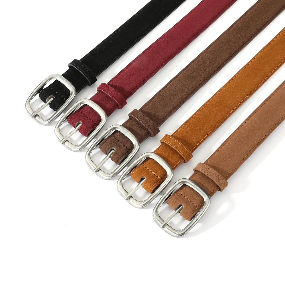 Maillard Belt, Women's Suede Belt, Women's Retro Old Needle Buckle, Jeans, High-End New Belt.