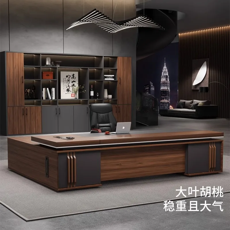 

Desk Boss and Chair Combination Bookcase General Manager Office President Large Class Desk Simple Modern Office