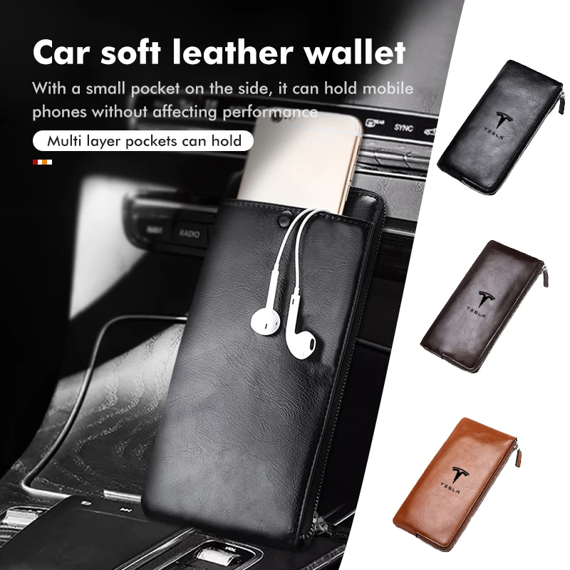 Мужские автомобильные кошельки Tesla, длинные Дизайнерские повседневные кошельки, держатели для карт, модель 3 Y S X 2021 Roadster Cybertruck Juguete