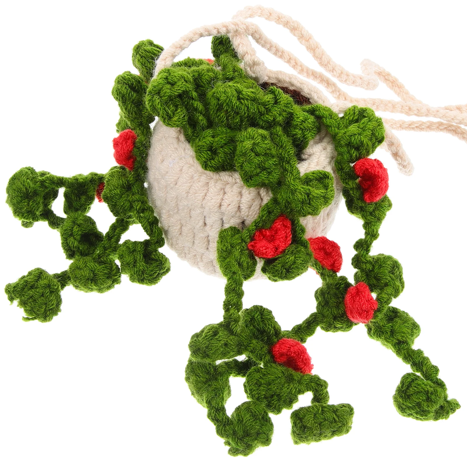 

Crochet Hanging nament Car Decor Plant Potted Rear View Mirror Accessories Creative Adorable Car Interior Wool Material Soft