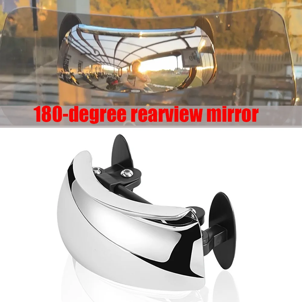 Motorcycle Windshield Wide Angle Rearview Mirror 180° No Blind Spot Mirror Auxiliary Small Rear View Safety Universal Mirror