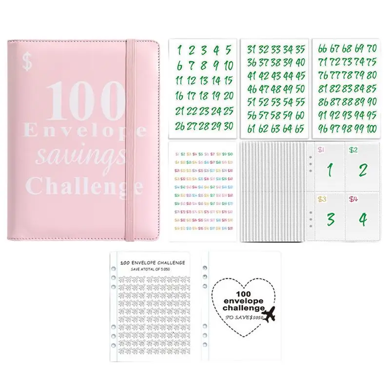 Money Saving Challenge Binder Easy & Fun Way To Save 5 050 In A5 Budget Binder 100 Pockets Cash Envelopes Savings Challenge Book