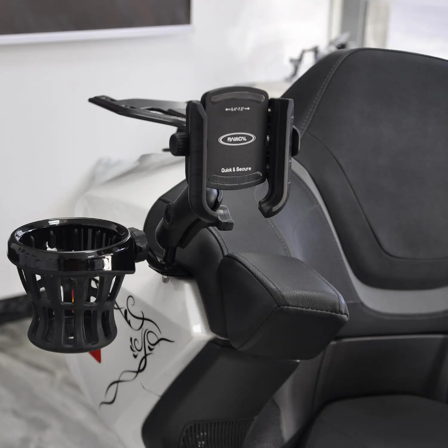 PANICAL Motorcycle for Honda Goldwing GL1800 2021-2026 Rear Passenger Armrest Cup Phone Camera Stand TPU Ball Head Universal